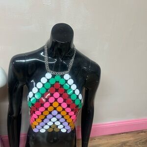 Colorful Chainmail Halter Top